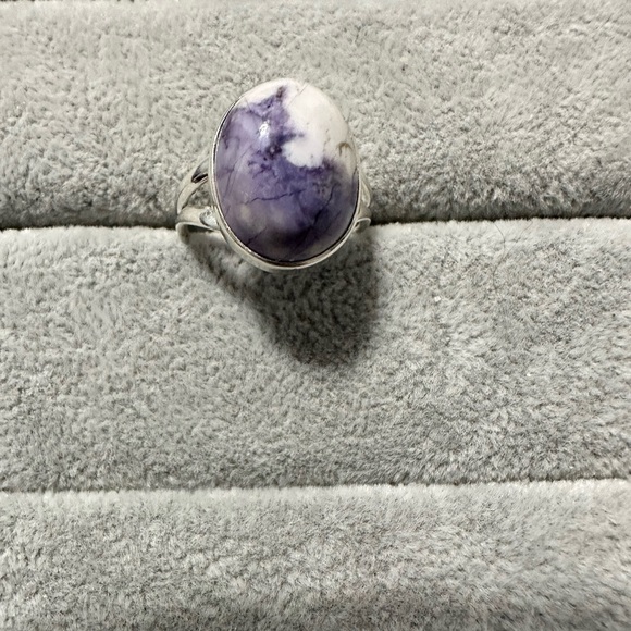 New Sterling Silver Purple Oval Morado Violet Flame Opal Ring Sz 8 Crystal - Picture 8 of 16